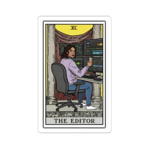 Redaktören | klistermärke i tarotstil | Gåva för kvinnan att producera video | Filmklippare