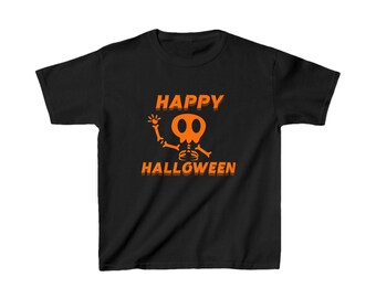 Happy Haloween Kids T-Shirt with Skeleton - Fun & Spooky Halloween Shirt
