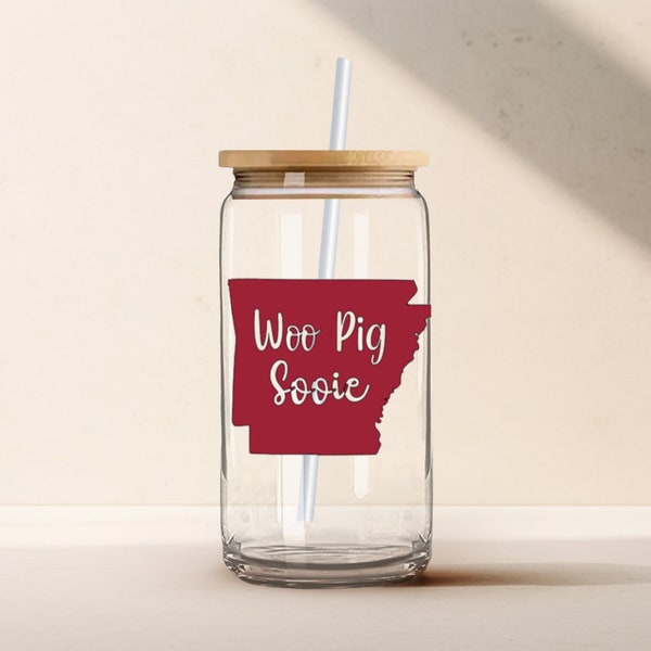 Arkansas University College Cup, Woo Pig Sooie Cup, Razorbacks, College Alumni Cup, 16oz Glass Cup, Graduation Gift