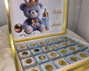 SCHOKOBOX Personalisiert Pleksi Gold oder Silber für Taufe Geburtstag Mevlüt Hochzeit düğün nisan söz kina Verlobung