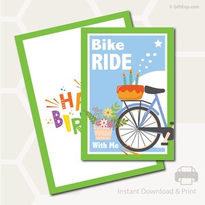 Fahrradtour - Erlebnis Geschenkkarte - Geburtstags Grußkarte - Umschlag - Instant Download - Printable