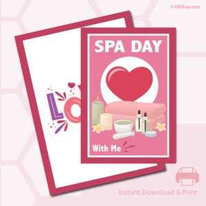 Journée au spa - carte-cadeau expérience - Saint-Valentin - romance - couples - carte de voeux - enveloppe - téléchargement immédiat - produit imprimable
