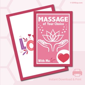 Masaje - Tarjeta de regalo de experiencia - Día de San Valentín - Romance - Parejas - Tarjeta de felicitación - Sobre - Descarga instantánea - Producto imprimible