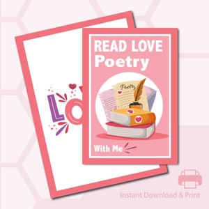 Lesen Sie Liebespoesie - Erlebnis Geschenkkarte - Valentinstag - Romantik - Paare - Grußkarte - Umschlag - sofortiger Download - druckbar