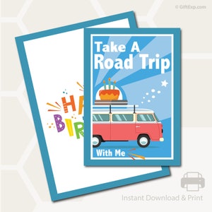 Road Trip - Karta podarunkowa z doświadczeniem - Kartka urodzinowa - Koperta - Natychmiastowe pobranie - Do wydrukowania - Przygoda w podróży