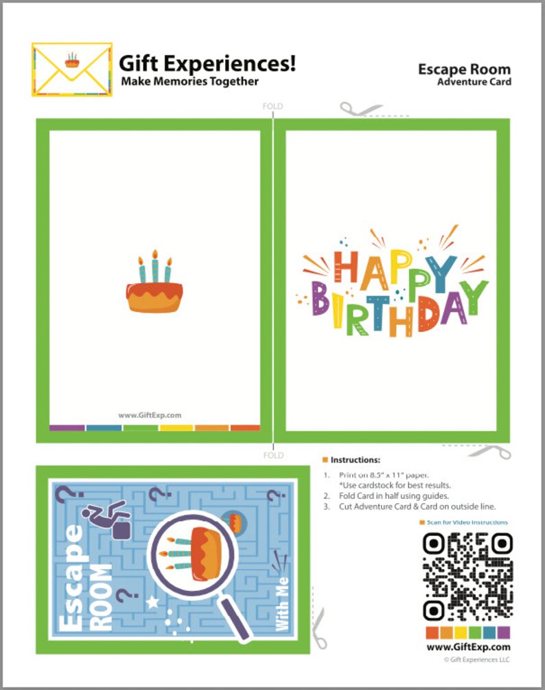 Escape Room Birthday Greeting Card Printable Experience Gift Card ...