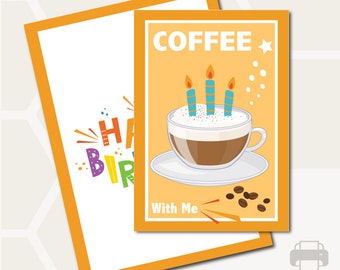 Coffee - Experience Gift Card - Birthday Greeting Card - Envelope - Instant Download - Printable