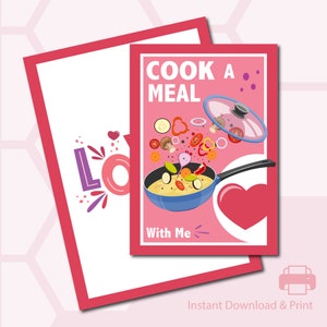 Cook A Meal - Experience Gift Card - Dia dos Namorados - Romance - Casais - Cartão de felicitações - Envelope - Download instantâneo - Produto para impressão