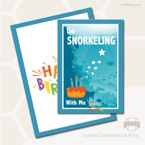 Snorkeling - Birthday Greeting Card - Printable Experience Gift Card - Envelope - Instant Download