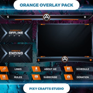 Twitch Overlay Package | Orange Static Stream Overlay Pack | Twitch Panels | Twitch Screens | Twitch Alerts.