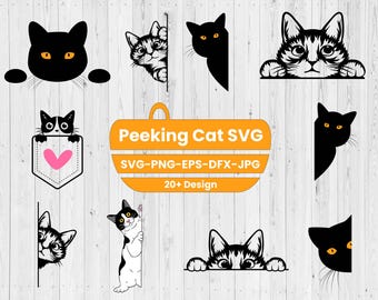 Peeking Cat SVG Pack, Cat Silhouette, Peeking SVG, best cat svg bundle, peeking cat svg, cat silhouette svg,peeking kitten svg, cat face svg