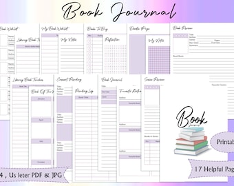 Buch Journal, Lesetagebuch, Buch Tracker, Leseplaner, digitales Buch Journal, druckbares Lesetagebuch, Buchkritik Journal, Tagebuch für Buchliebhaber