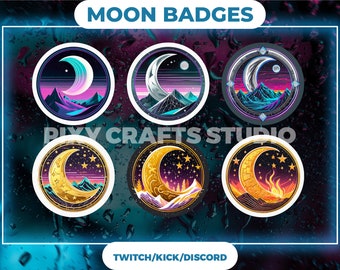 Moon Sub Badges | Twitch Badges | Streamer Badges | Night Sky Theme | Channel Points | Stars | Celestial Vibes.