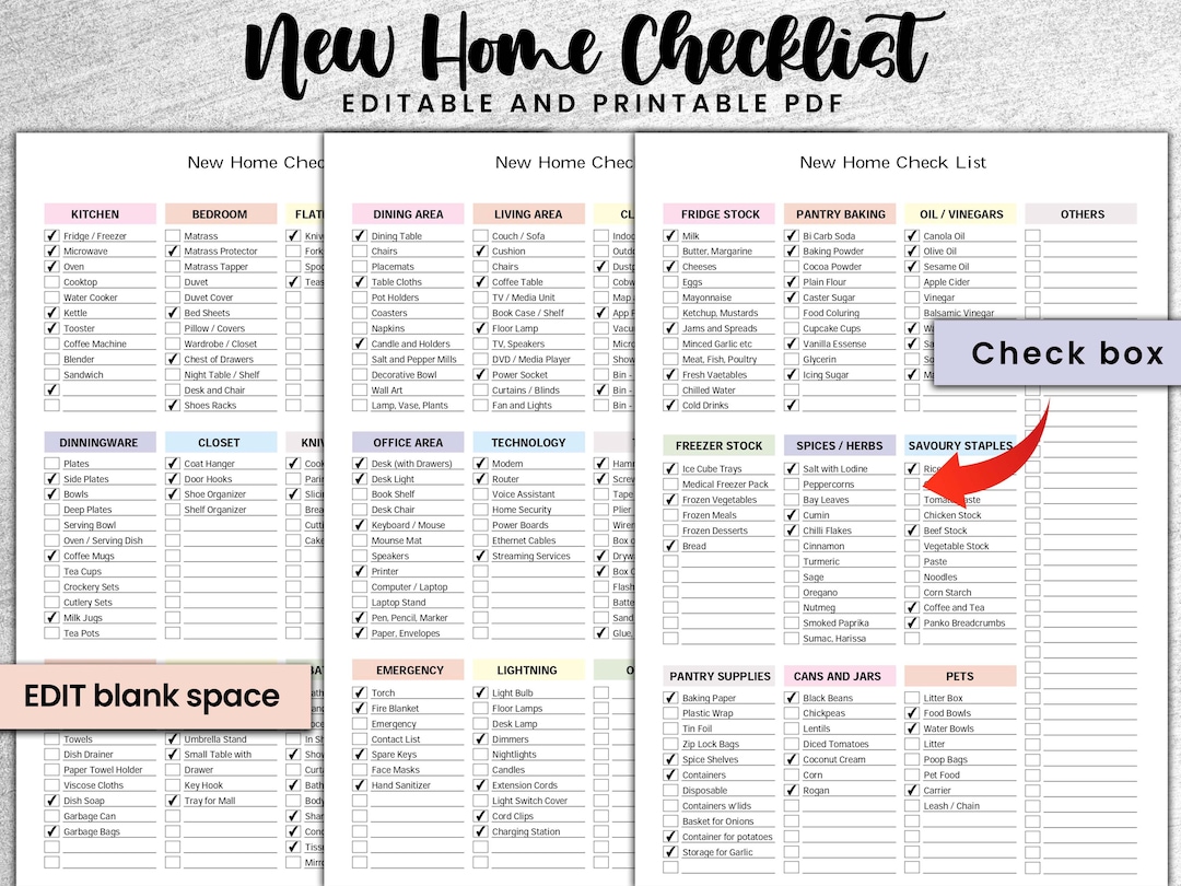 New Home Checklist, New Home Essentials Checklist, Moving Checklist ...