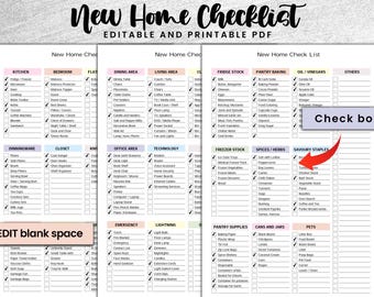 New Home Checklist, New Home Essentials Checklist, Moving Checklist, New Home Planner, New Apartment Checklist, First Home Checklist