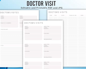 Doctor Visits Planner Printable,Medical Specialist Visit,Health Consultation Record,Doctor Appointments Journal,Health Record List Worksheet