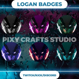 Twitch Lo-gan 6x Badge Pack: Features Wol-verine Badges With An Anime, Cute, Cartoon, And Chibi Design. Ready-Made For Your Convenience.