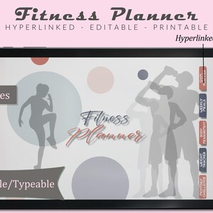 Fitness planner printable,hyperlinked digital planner,digital fitness planner templates,undated Workout Exercise Planner for Health & Weight
