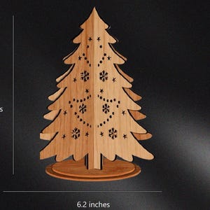 3 disegni Alberi in piedi Fiocco di neve di Natale Svg Artigianato digitale Modelli sospesi Cricut Glowforge Download digitale File di taglio dell&#39;albero di Natale
