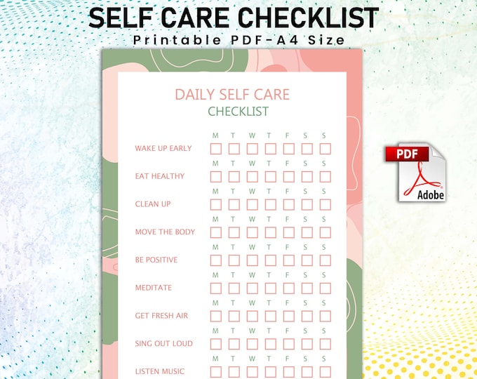 Self Care Check List Self-care Planner, Selfcare Journal Tracker ...