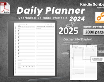 Kindle Scribe Daily Planner Bundle, Kindle Scribe Template, Kindle scribe Digital Planner, Daily Planner, Daily planner 2025, daily planner