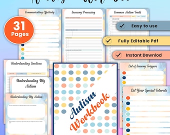 Autism workbook adult,Autism workbook for Kids,Autism planner tracker journal,Autism Care Binder,Autism Planner Printable,Special Need Child