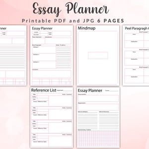 Printable essay planner, essay writing organizer, essay structure template, essay outline printable, essay planning worksheet, essay tracker