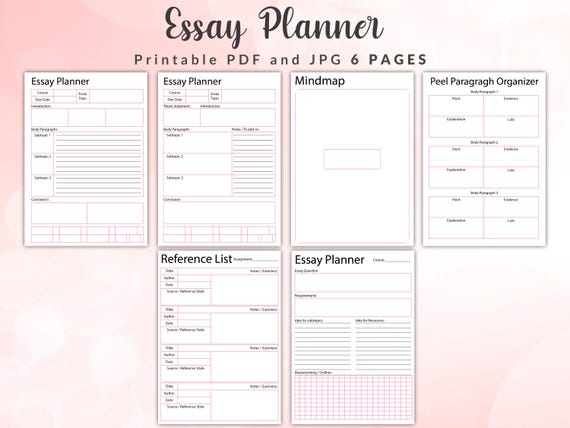 Printable essay planner, essay writing organizer, essay structure template, essay outline printable, essay planning worksheet, essay tracker