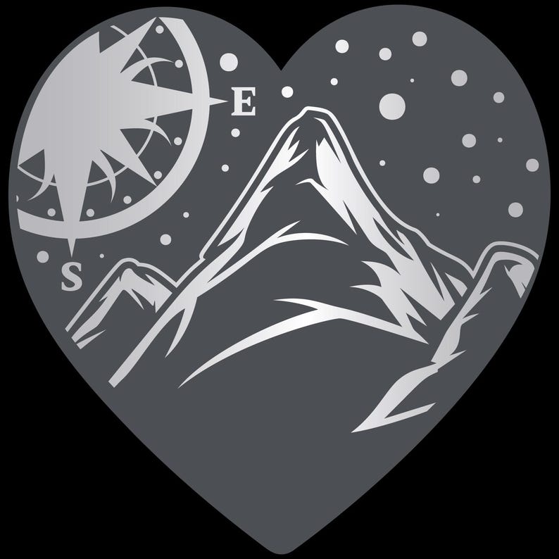 Mountain Compass Love Heart Svg, Mountain Compass Svg, Compass Svg, Png ...