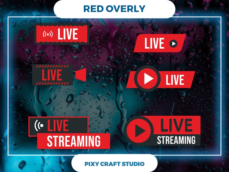 Overly Stream Red Static Red Stream Pack | Overlays | Screens | Alerts | Panels | Webcam ...