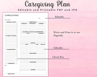 Compassionate Caregiving Planner, Caregiver Daily Task Caregiving Checklist Elderly Care Caregiver Schedule Goodnotes iPad Planner