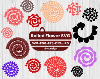 Rolled Flower SVG, 3d flower SVG, Rolled Flower dxf, Paper Flower Svg, Digital Download, Digital Paper Svg, Rolled Flower Cricut file