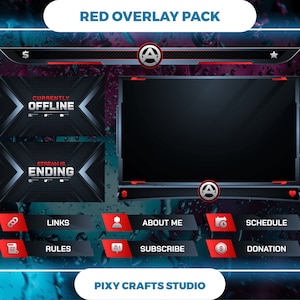 Red Static Twitch Overlay Stream Package | Cool Stream Overlay Pack For Twitch, Kick, YouTube, And Facebook Streaming.