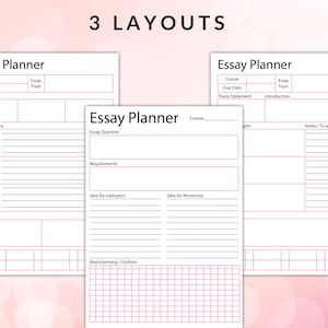 Printable Essay Planner, Essay Writing Organizer, Essay Structure ...
