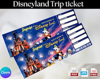 Printable Christmas Surprise Disneyland Ticket, Disneyworld Ticket, Editable Ticket, Surprise Reveal Ticket Gift, Disneyland Ticket