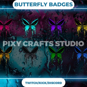 Adorable Butterfly Subscription And Bit Badges For Twitch, YouTube, And Discord With A Cute Design Theme.