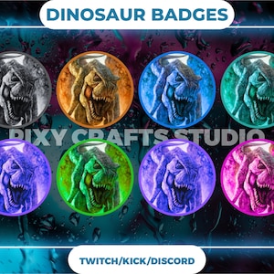 Cute Dinosaur Twitch Badges | Animal Twitch Badges | Twitch Sub Badges | Wild Sub Badges | Set Of 8 Badges | Streamer&#39;s Twitch Badges.