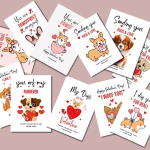 Dog valentines day cards template, EDITABLE Printable Dog Valentine Cards, Classroom Valentines Day Cards, Kids Valentines, Girls Valentine