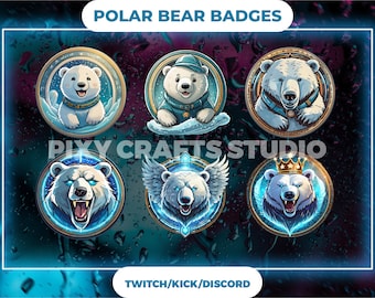Cute Polar Bear Twitch Sub Badges | Featuring Charming Animal And Winter Icons | Perfect Sub Badges For Your Twitch Channel.