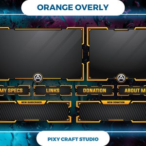 Vibrant Orange Animated Twitch Overlay Bundle | Stream Alerts | Minimalistic Design | Twitch Panels | Webcam Overlay | Screen Overlays.