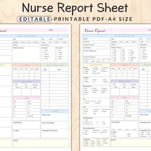 Editable Nurse Report Sheet, Printable, Digital, Nurse Brain Sheet, Single Patient Reporting Template, Nurses Resources, Editable ICU Nurse
