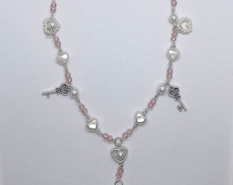 Cute dainty coquette beaded necklace NEW key to my heart necklace