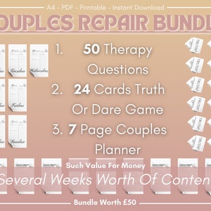 Paar Reparatur Bundle - Druckbare Sammlung - Therapie Frage - Lustiges Wahrheit oder Pflicht Spiel - Paar Planer - Beziehung Datum Karten