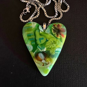 Fused Glass Green Necklace Pendant-Valentine’s Day Gift