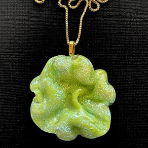 Green Dichroic Pendant Necklace-Fused Glass Art- Fused Glass Jewelry