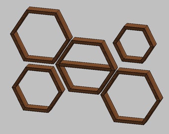 Sechseck Regale - DIY-Pläne | Verschiedene Formen und Größen enthalten | Modernes Dekor | Wandakzente