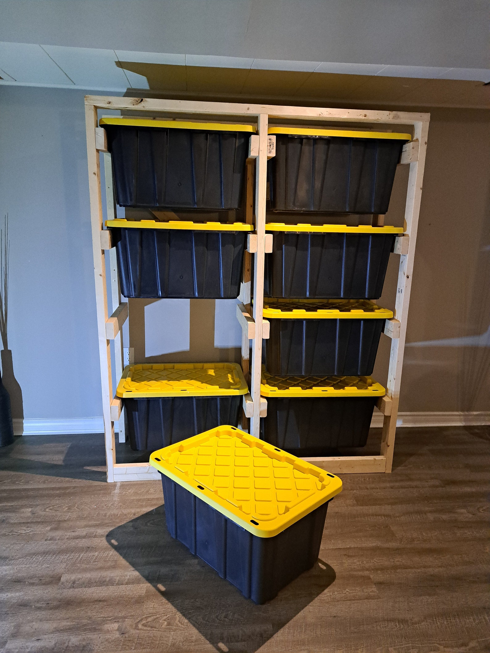 Tote Storage Rack DIY Plans 102L Totes Garage Organization Basement