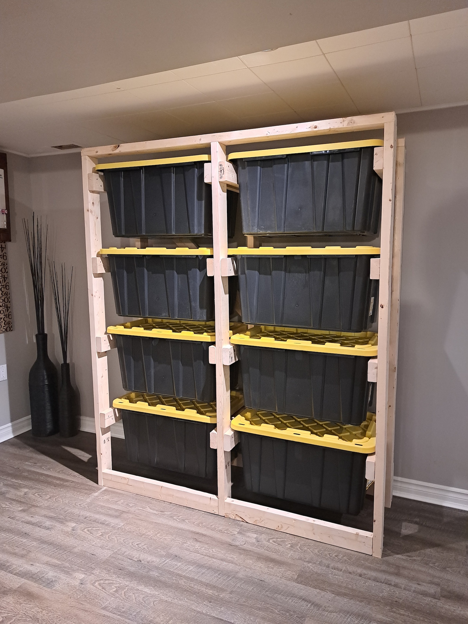 Tote Storage Rack DIY Plans 102L Totes Garage Organization Basement
