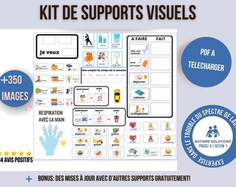 Visual Aids and Supports Kit, Images to facilitate Learning, Routine, Autonomy, Communication, Emotions of Children with ASD, Autism