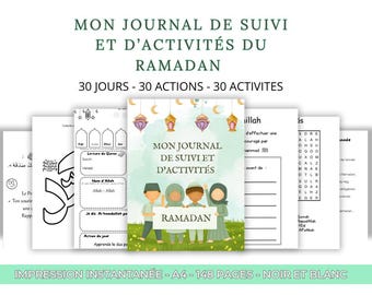 mój dziennik śledzenia i aktywności ramadanu, tracker, dziecko, ramadan, aktywności, zabawny i edukacyjny notatnik, dowiedz się, błogosławiony miesiąc